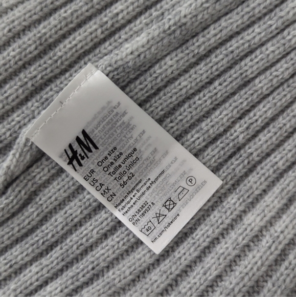 Rib Knit Hat H&M Beanie Wide Foldover Cuff Light Grey NEW with TAGS - Picture 5 of 6